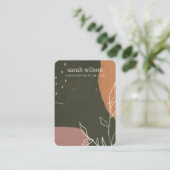 Abstraktes Green Rust Leaf Necklack Earring Displa Visitenkarte (Stehend Vorderseite)