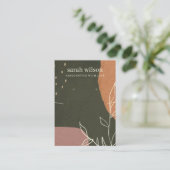 Abstraktes Green Rust Leaf Necklack Earring Displa Visitenkarte (Stehend Vorderseite)