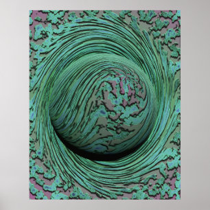 Abstraktes Green Swirl Cosmic Singularity Design Poster