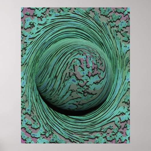 Abstraktes Green Swirl Cosmic Singularity Design Poster (Vorne)