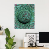 Abstraktes Green Swirl Cosmic Singularity Design Poster (Heimbüro)