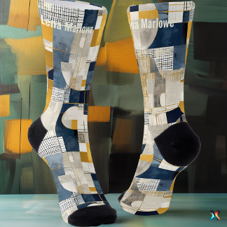 Abstraktes Grid- und Circle Pattern Socken