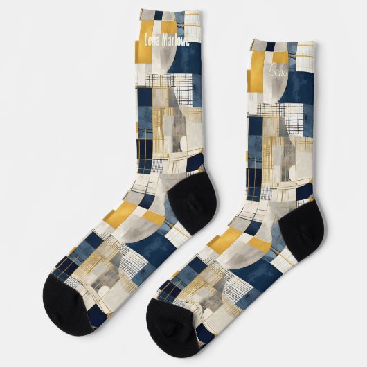 Abstraktes Grid- und Circle Pattern Socken (Linkes Detail)