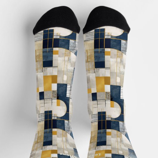 Abstraktes Grid- und Circle Pattern Socken (Oben)