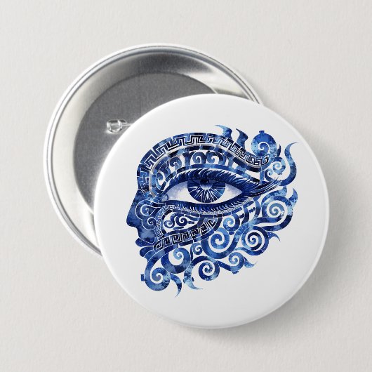 Abstraktes griechisches böses Auge mit griechische Button (Vorne & Hinten)