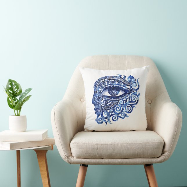 Abstraktes griechisches böses Auge mit griechische Kissen (Stuhl )