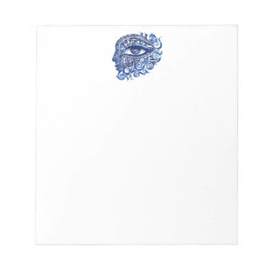 Abstraktes griechisches böses Auge mit griechische Notizblock