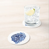 Abstraktes griechisches böses Auge mit griechische Runder Pappuntersetzer (Vor Ort)