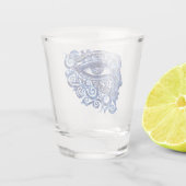Abstraktes griechisches böses Auge mit griechische Schnapsglas (Rückseite)