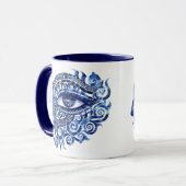 Abstraktes griechisches böses Auge mit griechische Tasse (Vorderseite Links)