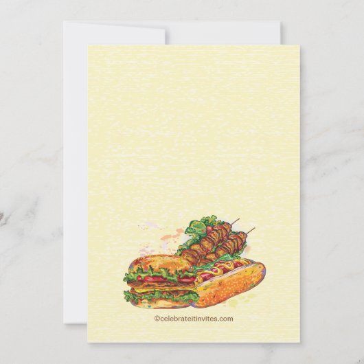 Abstraktes Grillsommer-Grill-Party Einladung (Rückseite)