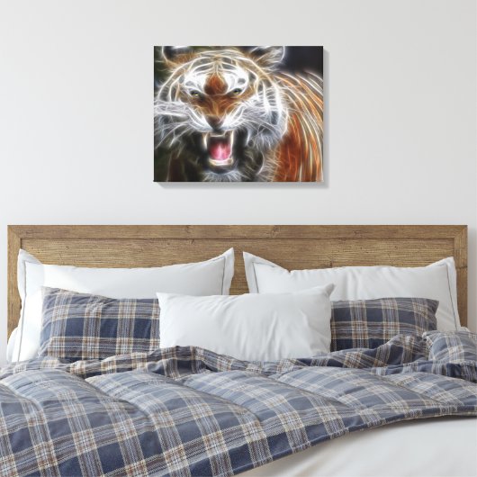 Abstraktes Growling Tiger Wrapped Canvas Leinwanddruck (Insitu (Schlafzimmer))