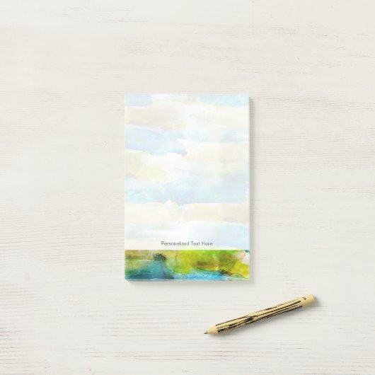 abstraktes Grün, blau Post-it Klebezettel (Auf Schreibtisch)