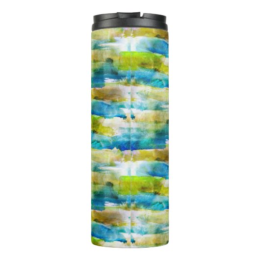 abstraktes Grün, blau Thermosbecher (Rückseite)