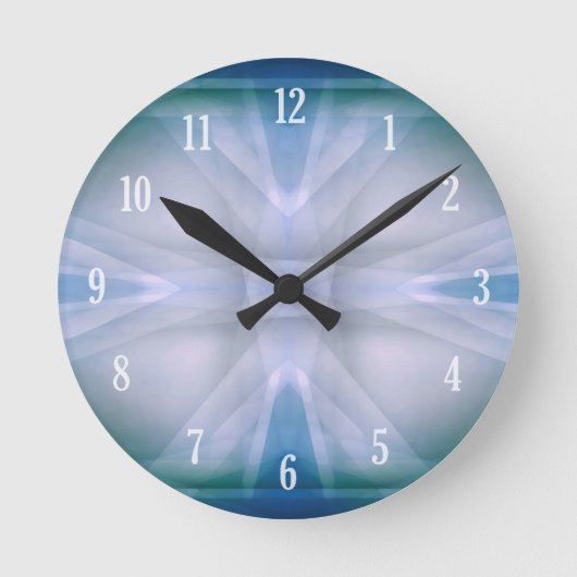 Abstraktes grün-blaues Muster Runde Wanduhr (Vorderseite)
