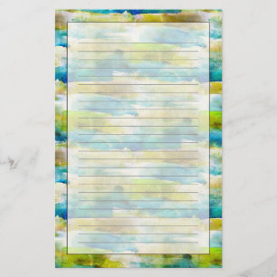 Abstraktes Grün des Watercolor, blau Briefpapier