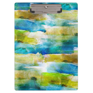 Abstraktes Grün des Watercolor, blau Klemmbrett