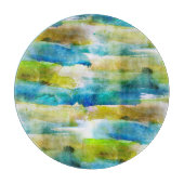 Abstraktes Grün des Watercolor, blau Schneidebrett (Vorderseite)