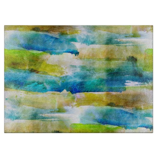 Abstraktes Grün des Watercolor, blau Schneidebrett (Vorderseite)