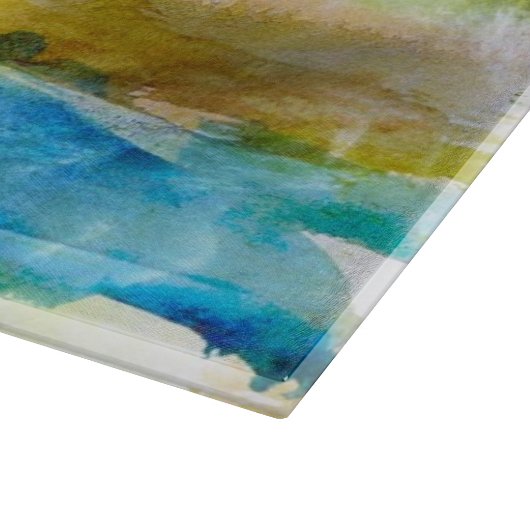 Abstraktes Grün des Watercolor, blau Schneidebrett (Ecke)