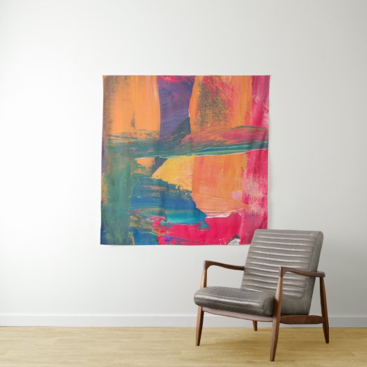 Abstraktes grün, gelb und rot wandteppich (Beispiel (Horizontal))