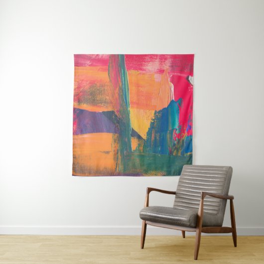 Abstraktes grün, gelb und rot wandteppich (Beispiel)