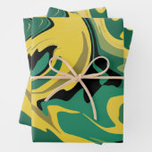 Abstraktes grün-gelbes Design Geschenkpapier Set (Beispiel)