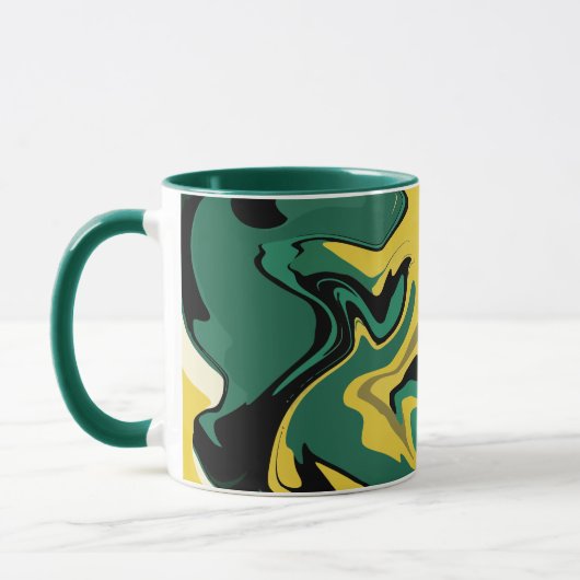 Abstraktes grün-gelbes Design Tasse (Links)