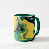 Abstraktes grün-gelbes Design Tasse (VorderseiteRechts)