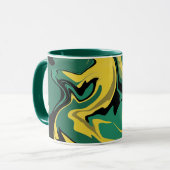 Abstraktes grün-gelbes Design Tasse (Vorderseite Links)