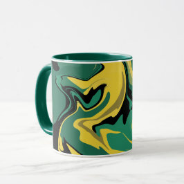 Abstraktes grün-gelbes Design Tasse