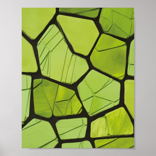 Abstraktes grün geometrisches Mosaik Poster (Vorne)