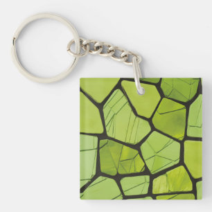 Abstraktes grün geometrisches Mosaik Schlüsselanhänger