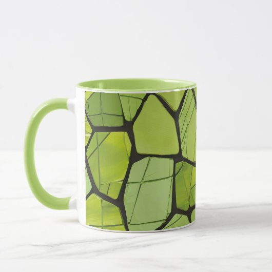Abstraktes grün geometrisches Mosaik Tasse (Links)