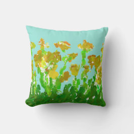 Abstraktes grün-goldenes Blumen-Polyester-Kissen Kissen