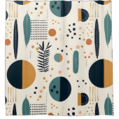 Abstraktes grün orange Boho-Kreise Blumenmuster Duschvorhang (Vorderseite)