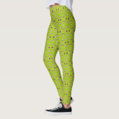 Abstraktes grün-rosa Muster mit Quadraten Leggings (Links)