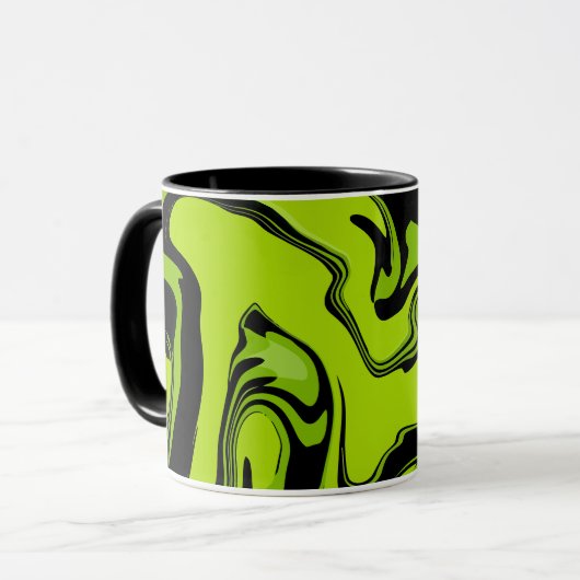 Abstraktes grün-schwarzes Swirbeldesign Tasse (Vorderseite Links)