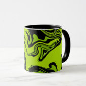 Abstraktes grün-schwarzes Swirbeldesign Tasse (VorderseiteRechts)