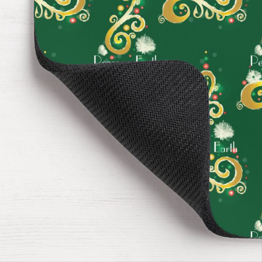 Abstraktes Grün- und Goldbaummuster Mousepad (Ecke)