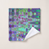 Abstraktes grün und Lila Wavy Mosaik Retro Badhandtuch Set (Waschlappen)
