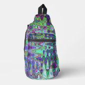 Abstraktes grün und Lila Wavy Mosaik Retro Crossbody Bag (Vorderseite)