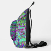 Abstraktes grün und Lila Wavy Mosaik Retro Crossbody Bag (Rechts)