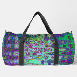 Abstraktes grün und Lila Wavy Mosaik Retro Duffle Bag