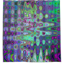 Abstraktes grün und Lila Wavy Mosaik Retro Duschvorhang