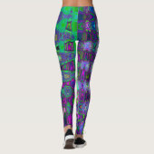 Abstraktes grün und Lila Wavy Mosaik Retro Leggings (Rückseite)