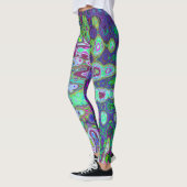 Abstraktes grün und Lila Wavy Mosaik Retro Leggings (Links)