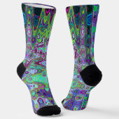 Abstraktes grün und Lila Wavy Mosaik Retro Socken (Gewinkelt)