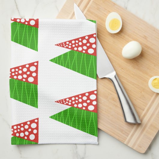 Abstraktes Grün und rote Bäume Küchentücher (Viertel Falte)