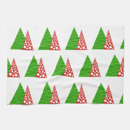 Abstraktes Grün und rote Bäume Küchentücher